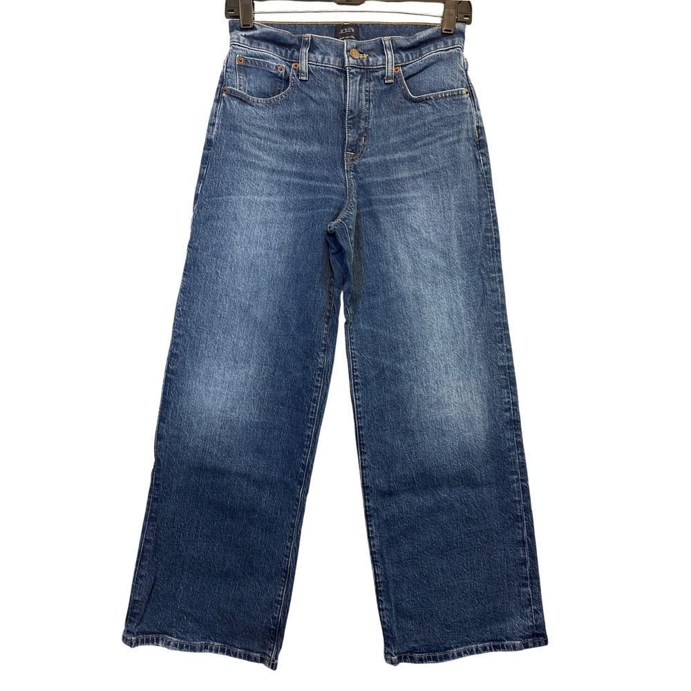 J.Crew Jean Women 25 Blue Wide-Leg Crop CL188 High Rise Stretch Denim Clean Girl